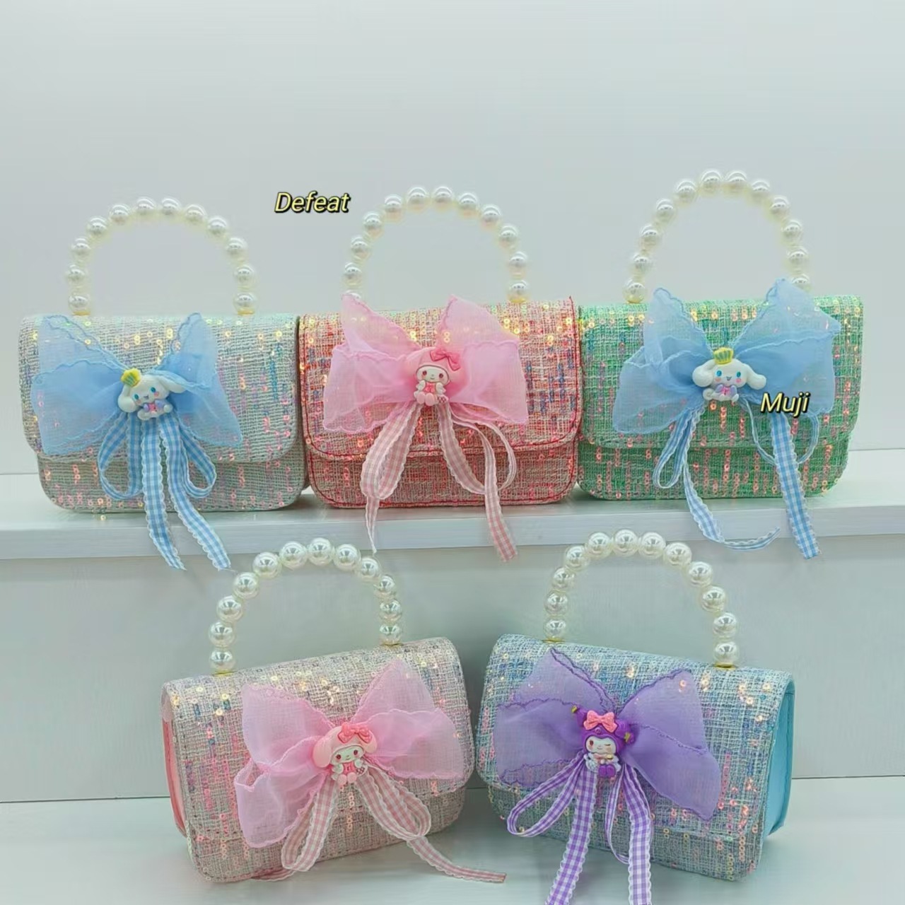 Bolso de mano de perla princesa bolso de accesorios melodi Kuromi niños niñas billetera de Año Nuevo bolso pequeño