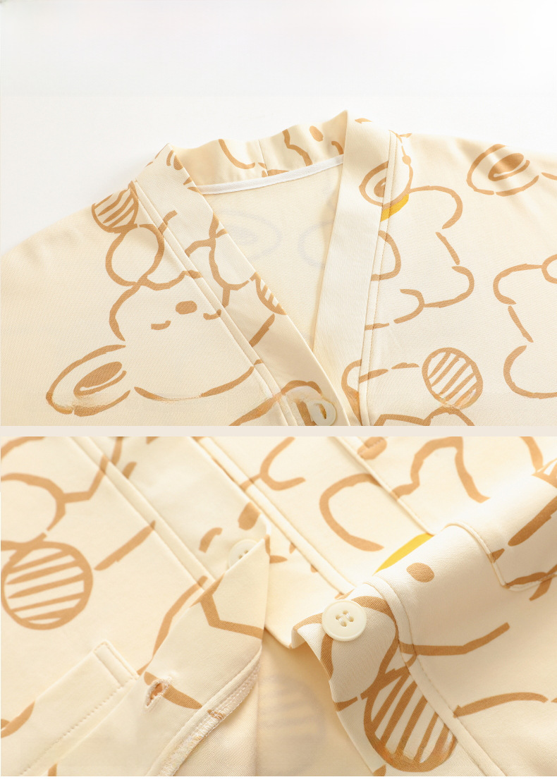 Baumwoll-pyjama-set Für Mädchen Langärmeliges Hausanzug-set Süß_voghion.com