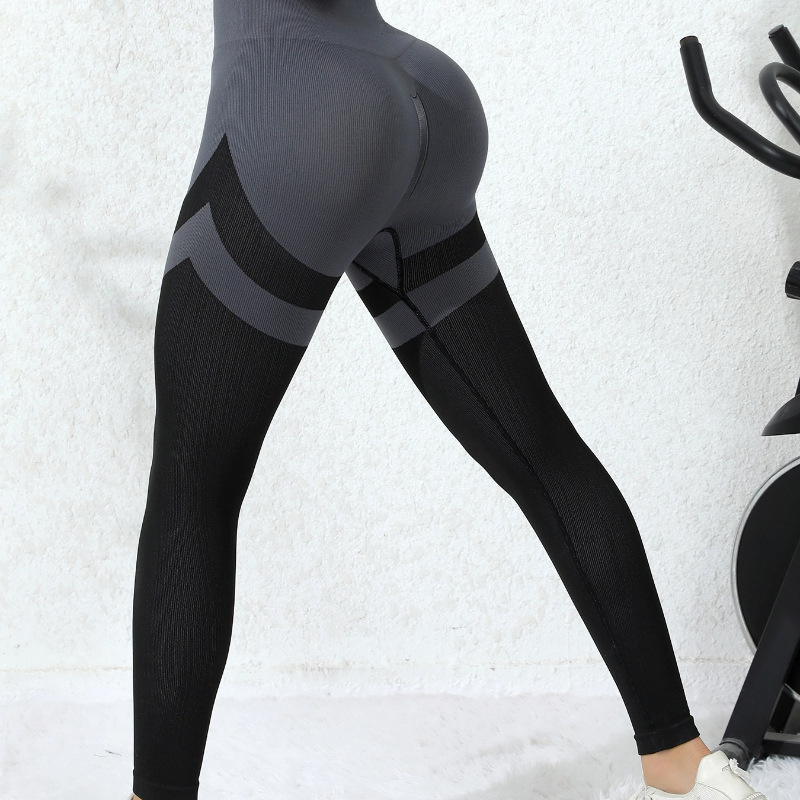 Cross-border new peach hip lifting high waist yoga pants seamless fitness sports belly pants