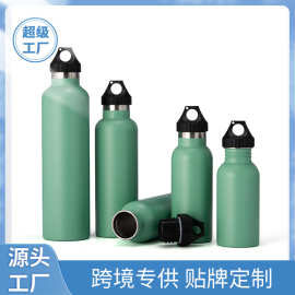 时尚新品304不锈钢运动瓶 喷塑渐变带提手保温杯美式大口运动水壶