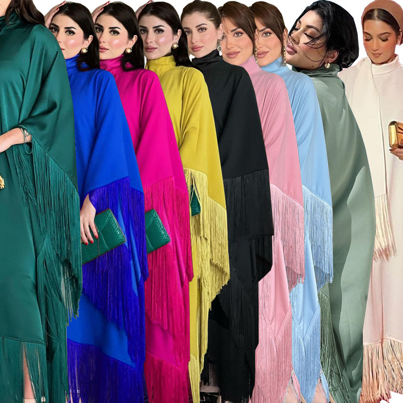 Mq061 2025 Women's Batwing Sleeve Tassel Kaftan High Fashion Dress Modest Party Dress Mq061 2025 Women's Batwing Sleeve Tassel Kaftan High Fashion Dress Modest Party Dress
