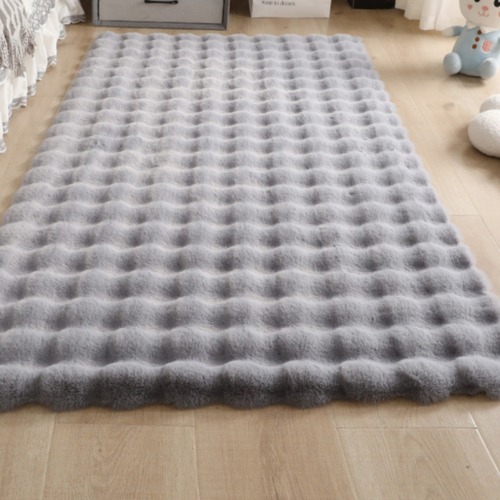 Creamy Wind Bubble Fleece Rug Plush Mat Bedroom Bedside Rug Living Room Sofa Balcony Cushion Hatroom Rabbit Fur Mat