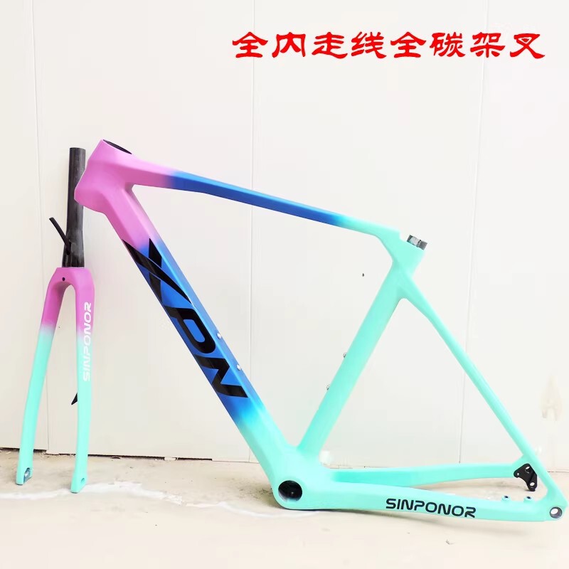 700c road bike carbon fiber thru-axle disc brake frame 12mm ultra-light internal cable routing with front fork for comprehensive endurance 700c road bike carbon fiber thru-axle disc brake frame 12mm ultra-light internal cable routing with front fork for comprehensive endurance