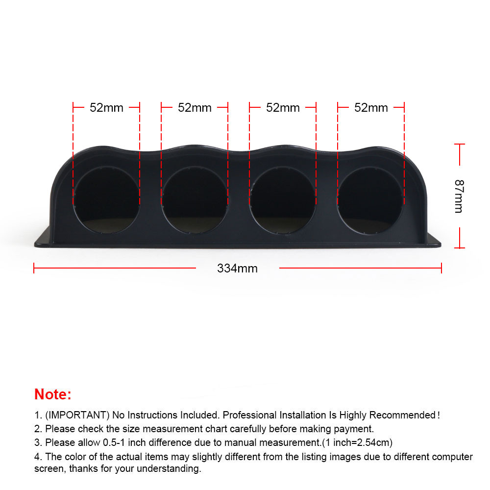 Car Modification Instrument Panel Cover 2inch Black Carbon Pattern 52mm Dual-Hole, Three-Hole, Four-Hole Instrument Panel Cover Stand