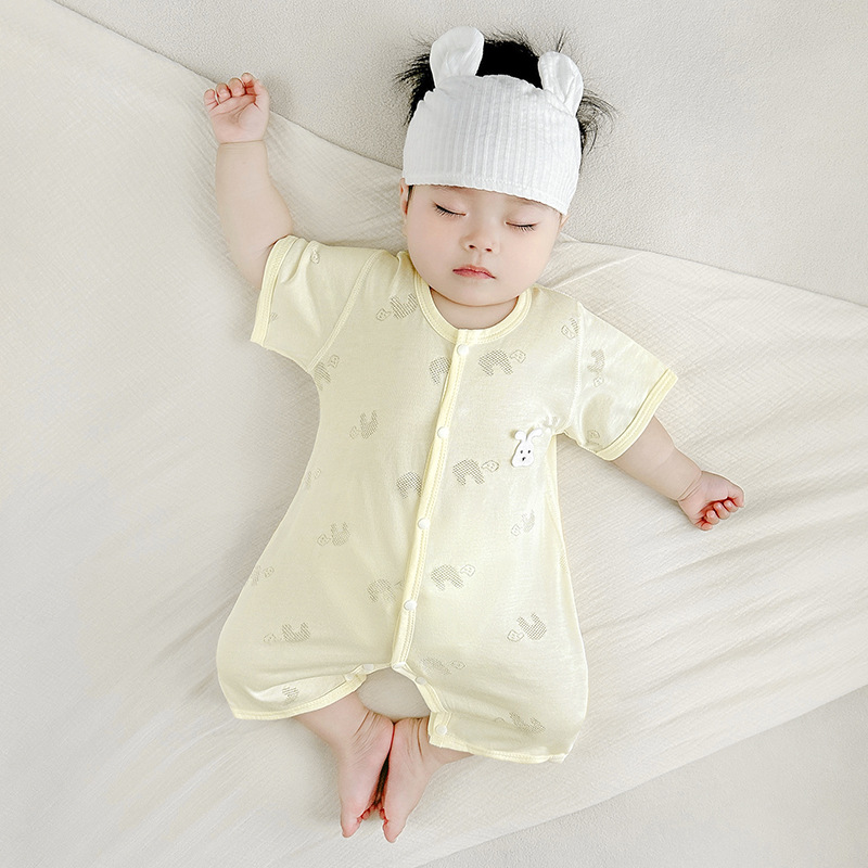 Mono de bebé verano para hombres y mujeres, mameluco delgado de manga corta, ropa de verano para bebés, ropa de escalada transpirable, ropa para recién nacidos