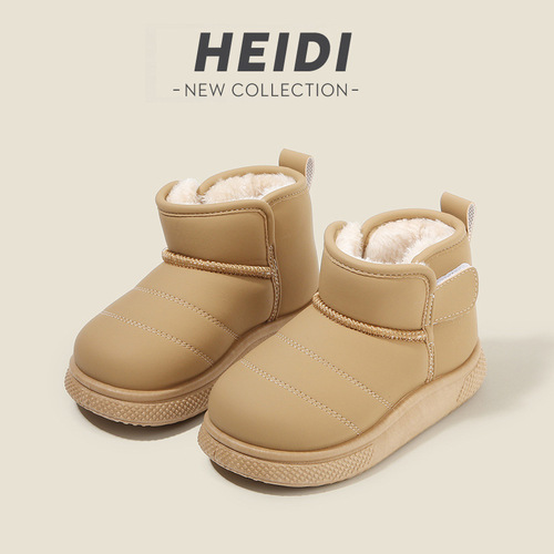 Children's Snow Boots 2025 Winter New Boys' Short Boots with Fleece and Thick Padding Girls' Cotton Boots Warm Baby Cotton Shoes
