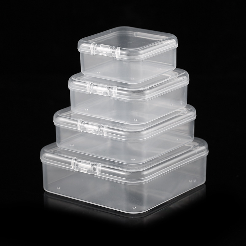 Square Transparent Storage Box Pp Plastic Packaging Box Jewelry Hardware Accessories Parts Earplugs Small Box Component Box