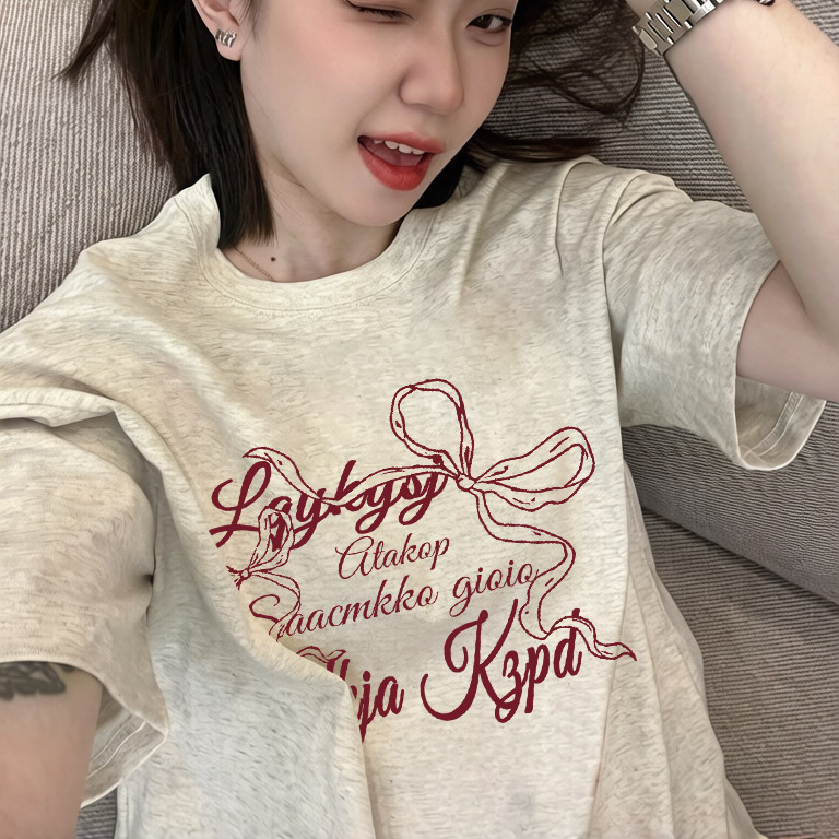 Plus Size Loose Cotton Short-Sleeved T-Shirt for Women 2026 New Spring and Summer American Design Letter Print Top