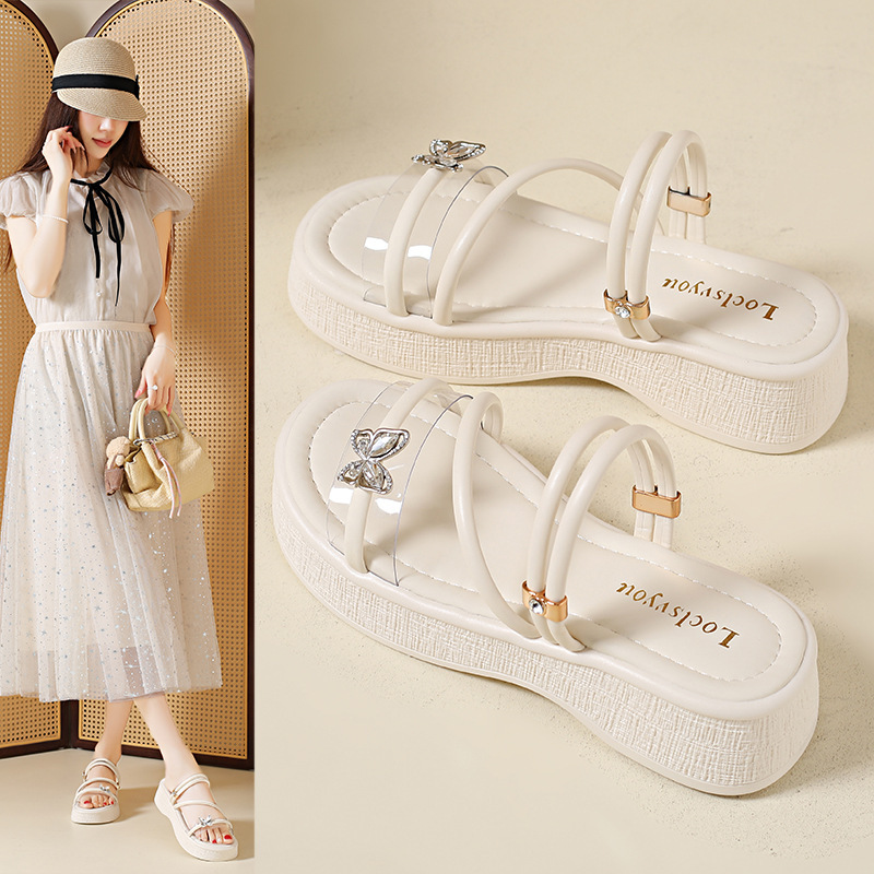 Internet Celebrity Thick-Soled Slippers for Women 2026 Summer New Korean Style Simple Casual Flip-Flops for Women Beach Sandals for Women