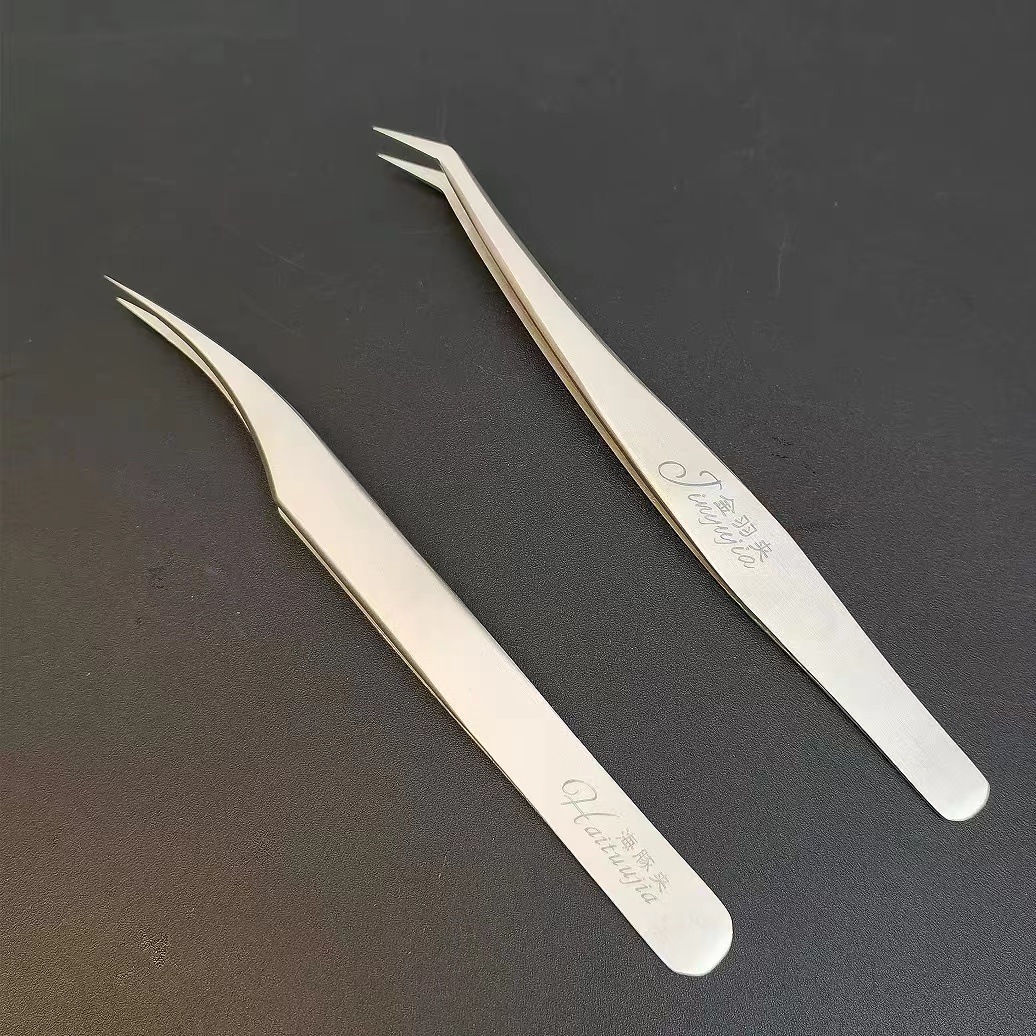 不锈钢美睫镊子睫毛种精度师嫁接工具套装尖头海豚金羽夹高精度