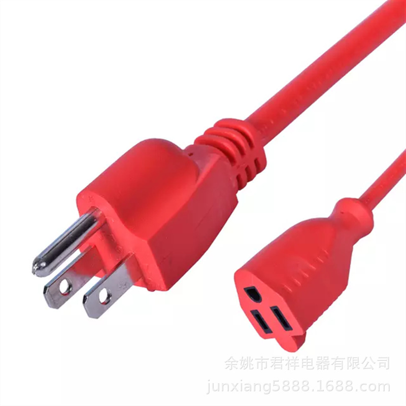 Venta al por mayor estándar americano enchufe rojo estándar americano macho y hembra enchufe transparente de tres núcleos cable de extensión estándar americano image 3