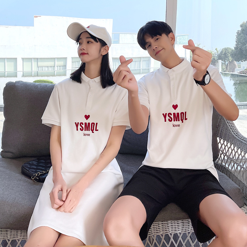 Not the same Couples dress 2021 summer new pattern Korean Edition design letter printing Short sleeved Dress