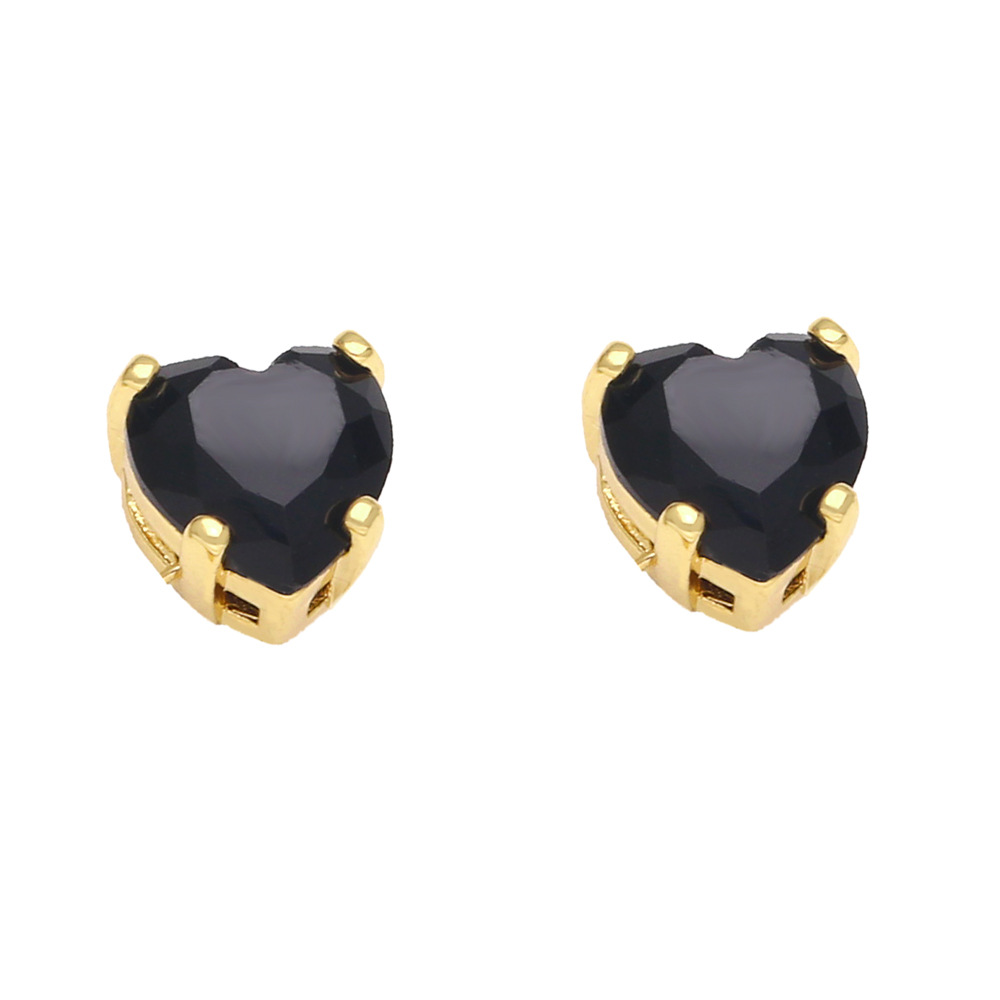Fashion Heart Shape Copper Ear Studs Inlay Zircon Copper Earrings