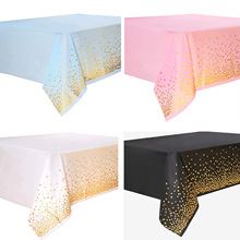 促销一次性桌布 PEVA长方形野餐台布  派对烫金圆点桌布甜品装饰