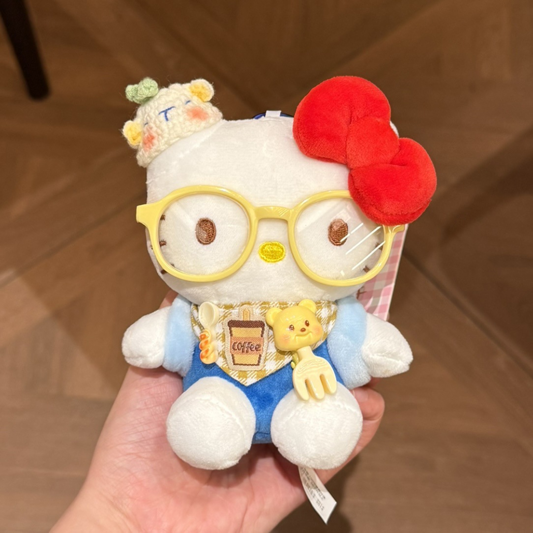 Genuino clásico KT Hello Kitty mochila bolso colgante dibujos animados lindo hellokitty llavero muñeca de felpa mujer