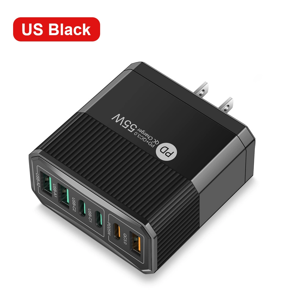 Зарядное устройство для мобильного телефона 3PD+3USB, быстрая зарядка для путешествий, зарядный блок PD55W QC3.0+PD25W