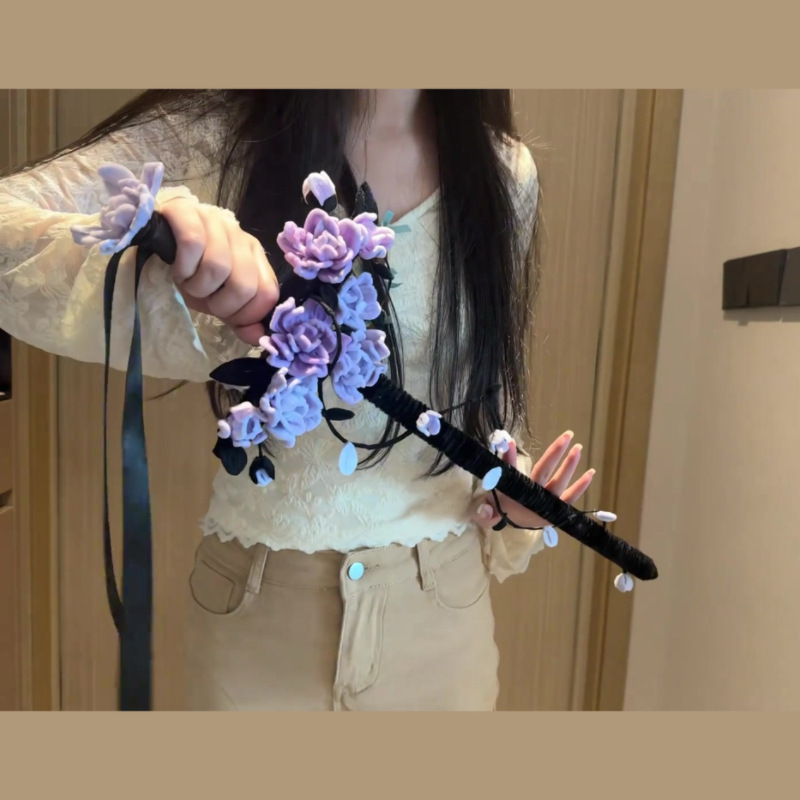 Twisting Stick Violet Flower Sword DIY Material Kit Photography Props Creative Gift for Boyfriend/Girlfriend/Best Friend