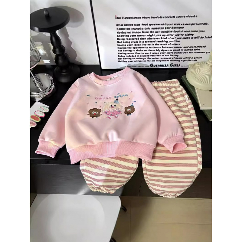 소녀 스웨터 세트 2024 년 가을 새 어린이 한국  옷 2 피스 가을 겨울 아동복 분할