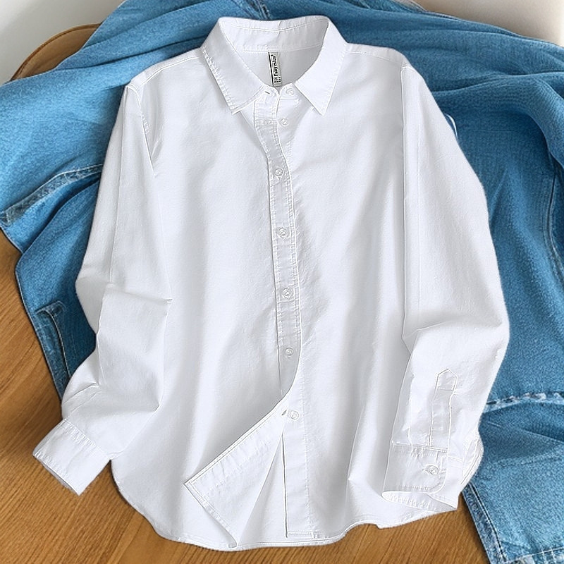 Pure Cotton Shirt Women's Early Spring 2025 Loose Korean Style Casual Outer Wear French Style Elegant Top Long-Sleeved All-Match Shirt Pure Cotton Shirt Women's Early Spring 2025 Loose Korean Style Casual Outer Wear French Style Elegant Top Long-Sleeved All-Match Shirt