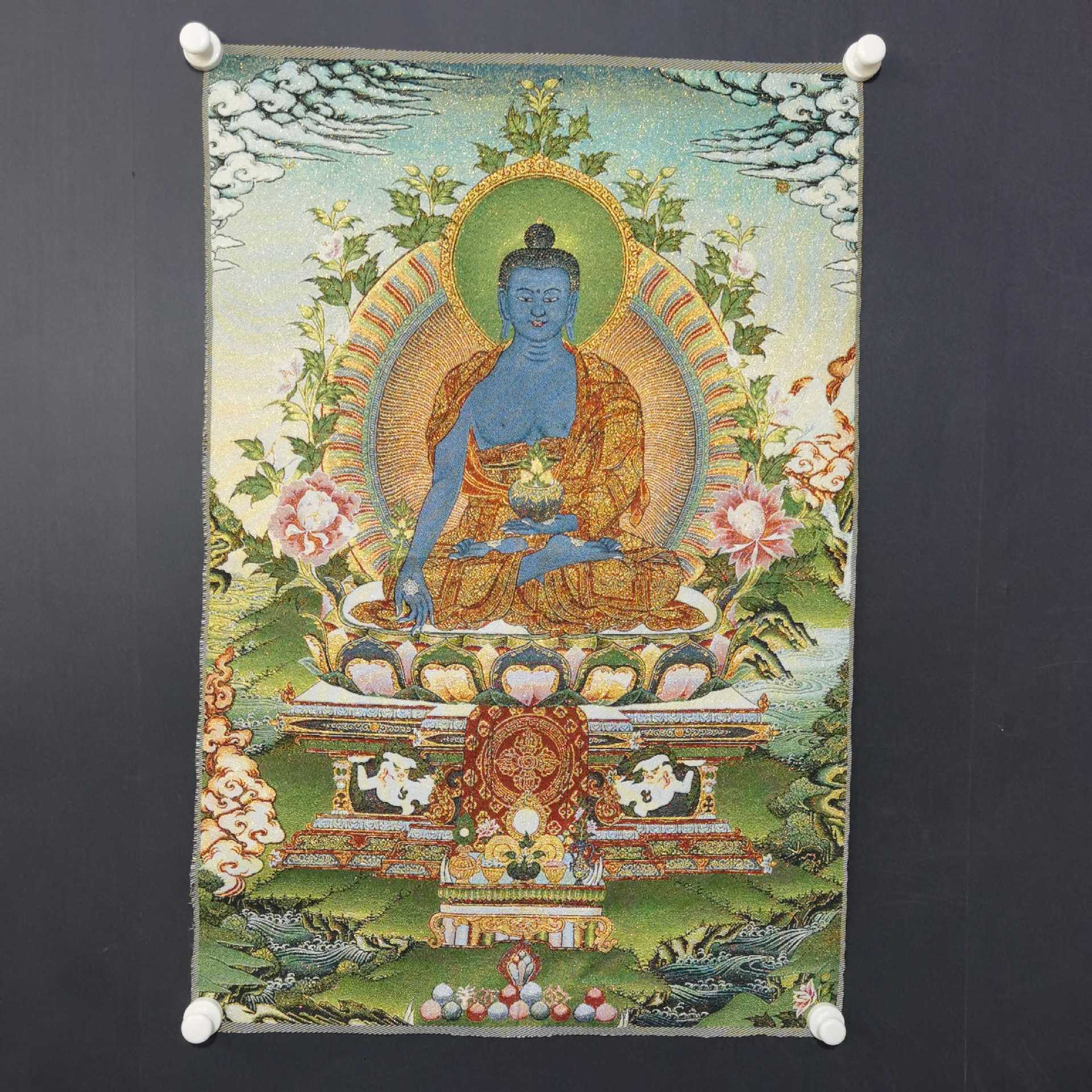 唐卡手绘diy西藏普贤本命佛十二生肖唐卡填色线稿白描金临摹挂画