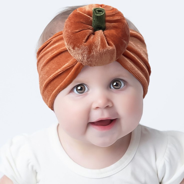 European And American Halloween Day Children's Headband Pumpkin Head Easter Gold Velvet Baby Hair Accessories Baby Headscarf