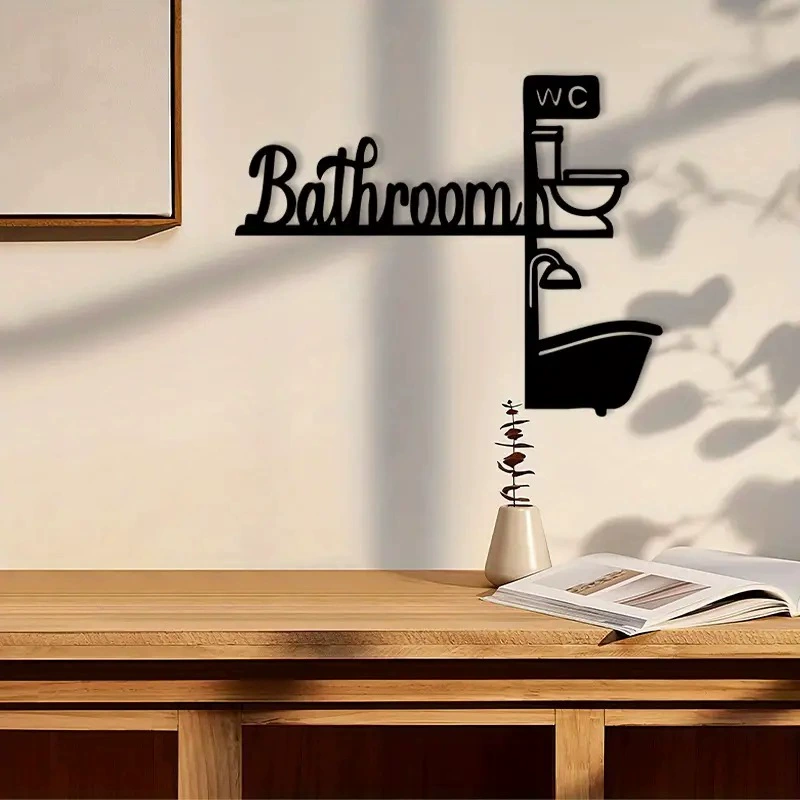 Украшение для угла двери ванной комнаты, креативное железное украшение в английском стиле, универсальный декоративный знак для ванной, настенное украшение