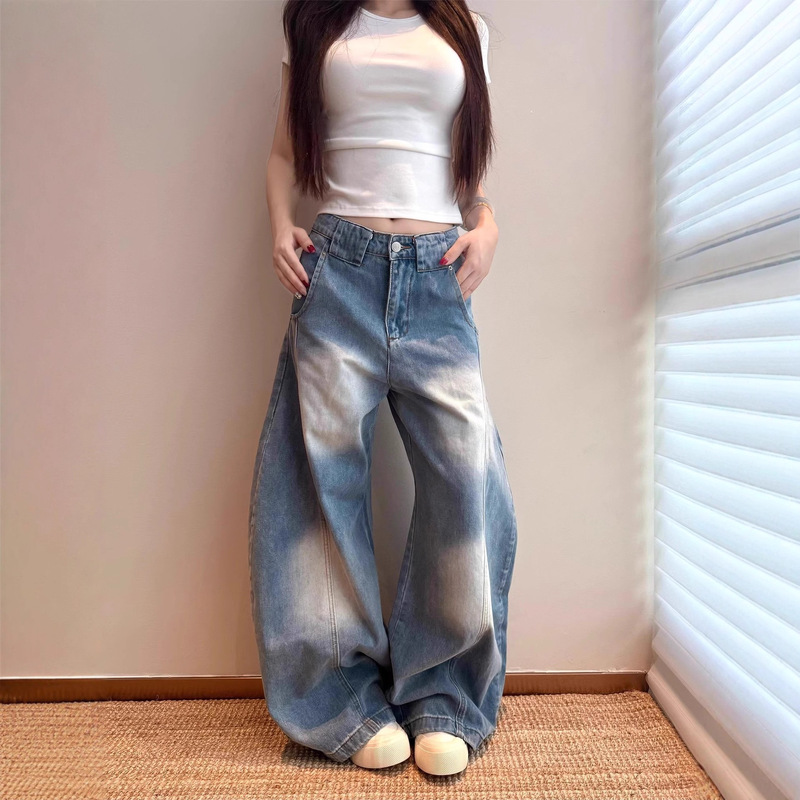 [Han Niu] Winter New Style Loose Pear-Shaped Figure High-Waist Slim Straight Small Silhouette Scimitar Jeans