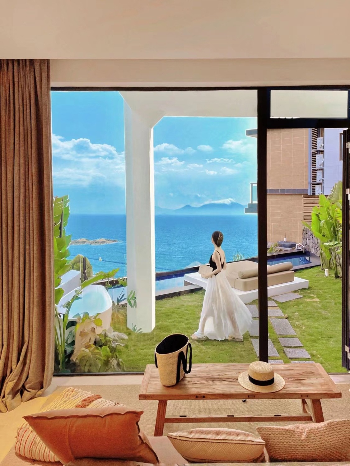 Váy maxi dây đeo xếp ly phối màu đen trắng nữ đi biển mùa hè — Màu sắc hình ảnh (chất lượng cao), Sơ đồ màu bán buôn chi tiết 10