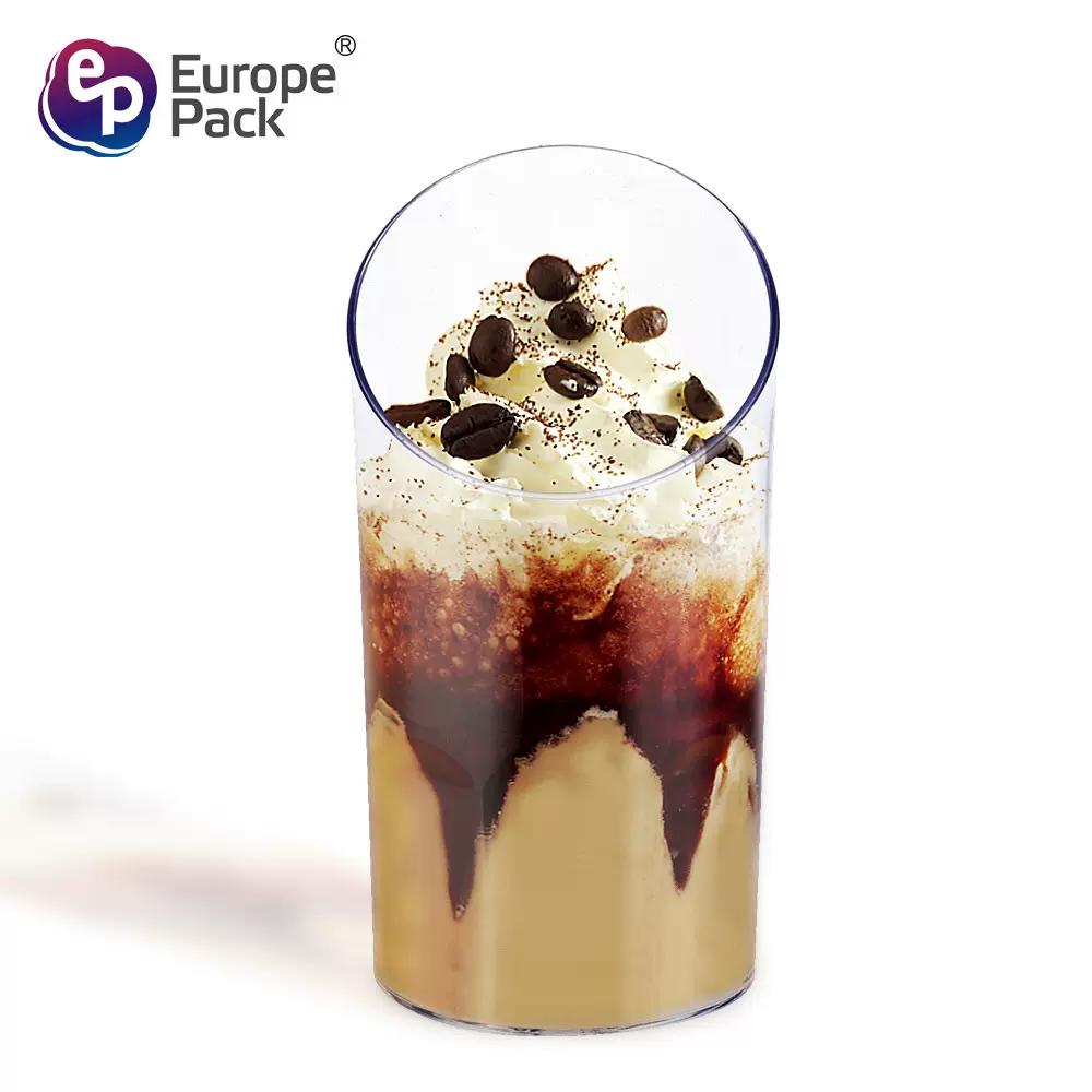 一次性塑料甜品圆形布丁杯斜口慕斯加厚透明创意烘焙蛋糕