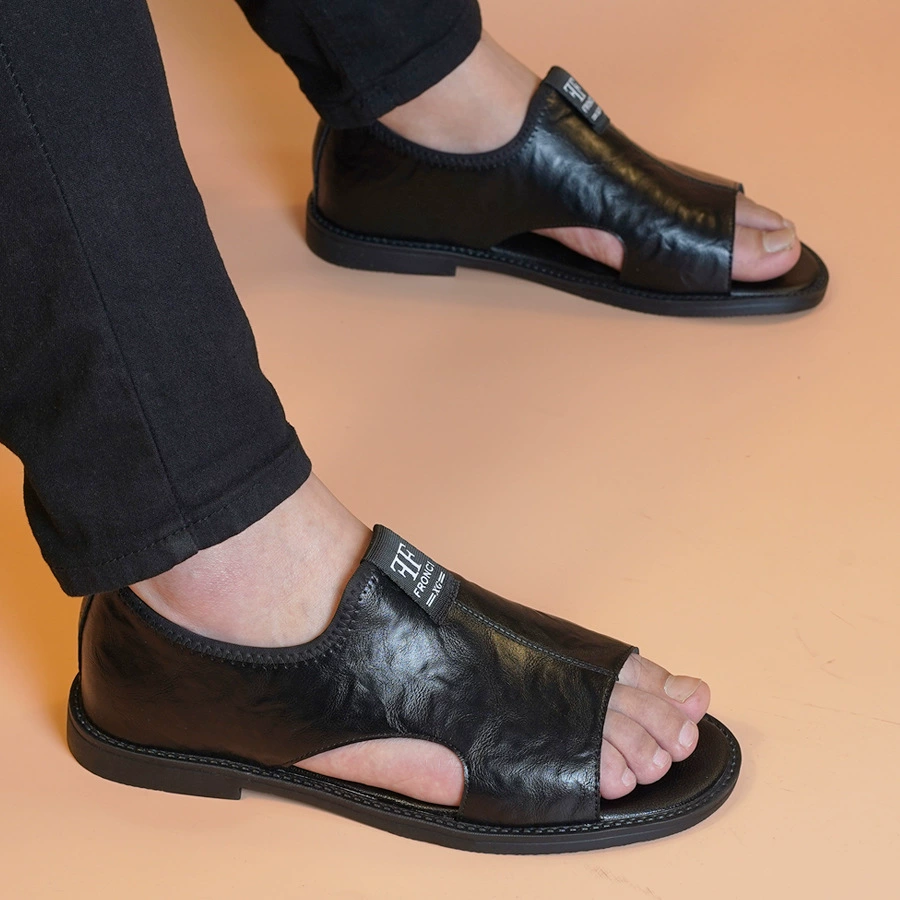 Мужские сандалии, новая мужская пляжная обувь, дышащая противоскользящая верхняя одежда, повседневные универсальные кожаные сандалии для мужчин