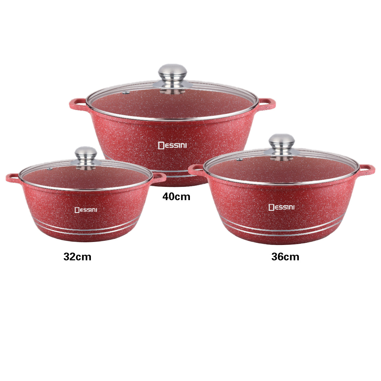 Wk Extra Large Soup Pot 6-Piece Set Non-Stick Pot Set Maifan Stone Aluminum Die-Cast Soup Pot Kitchenware Set 32-36-40Pot