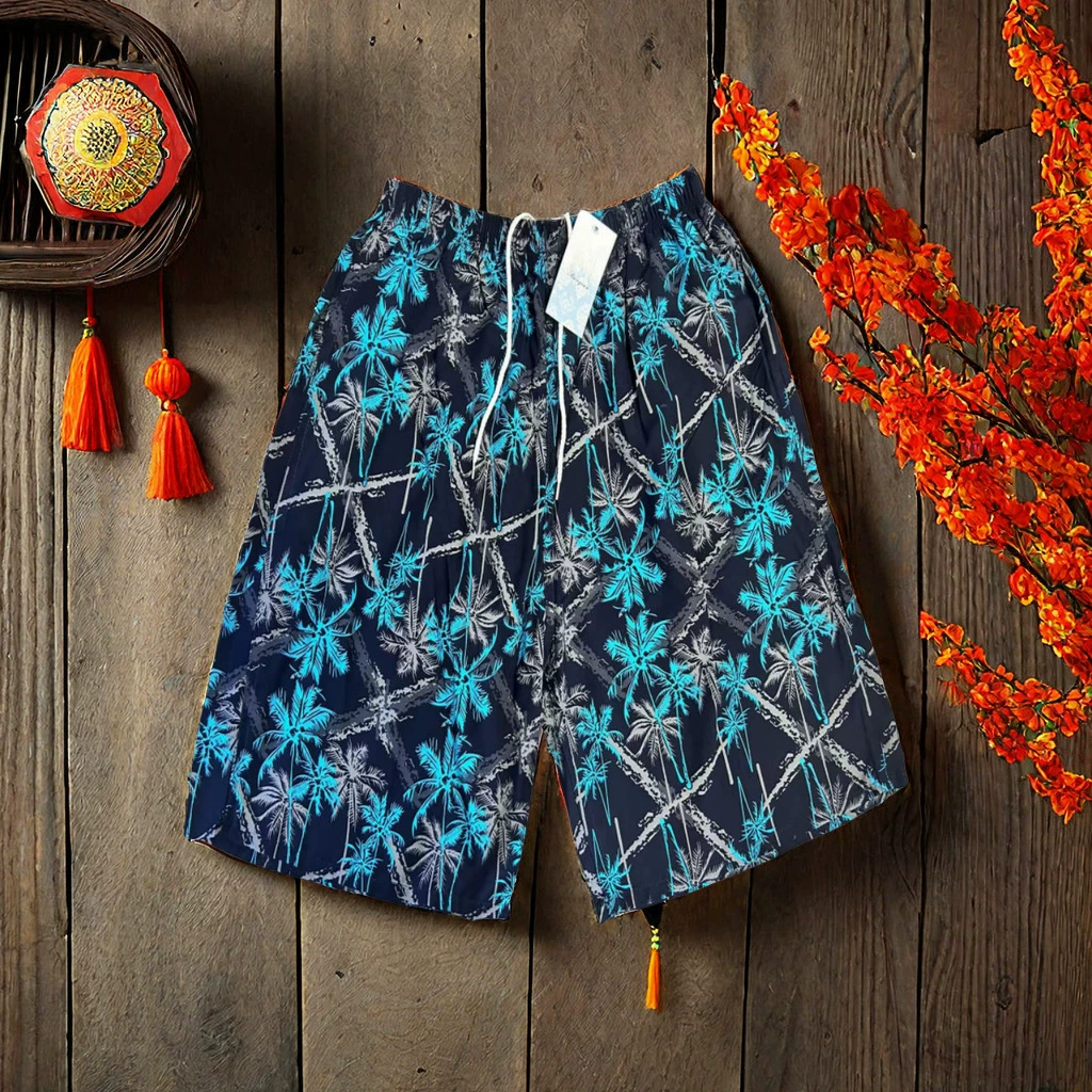 Летние тонкие пляжные брюки мужские дрейфующие повседневные укороченные брюки спортивные большие брюки с принтом пляжные брюки быстрые сухие шорты мужские