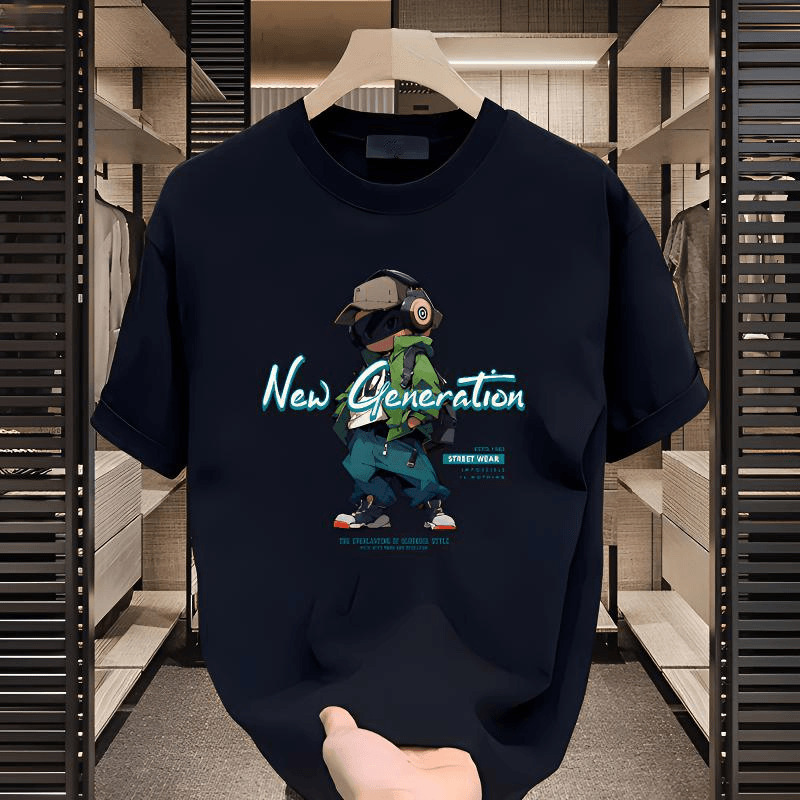T-shirt d'été à manches courtes et col rond pour homme, style rétro américain_voghion.com
