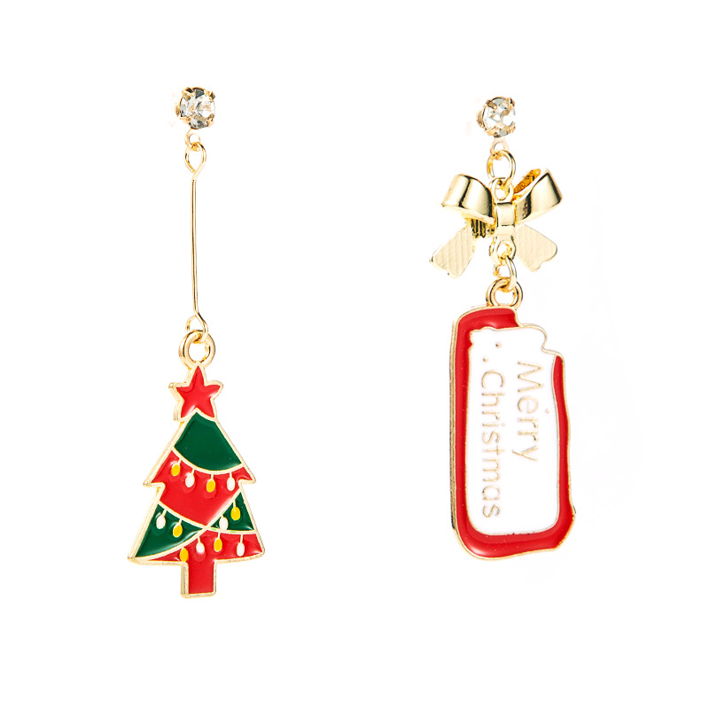 Christmas Christmas Series Alloy Christmas Tree Ice Man Christmas Stockings Earrings Eardrops Female Ins Style Earrings display picture 8