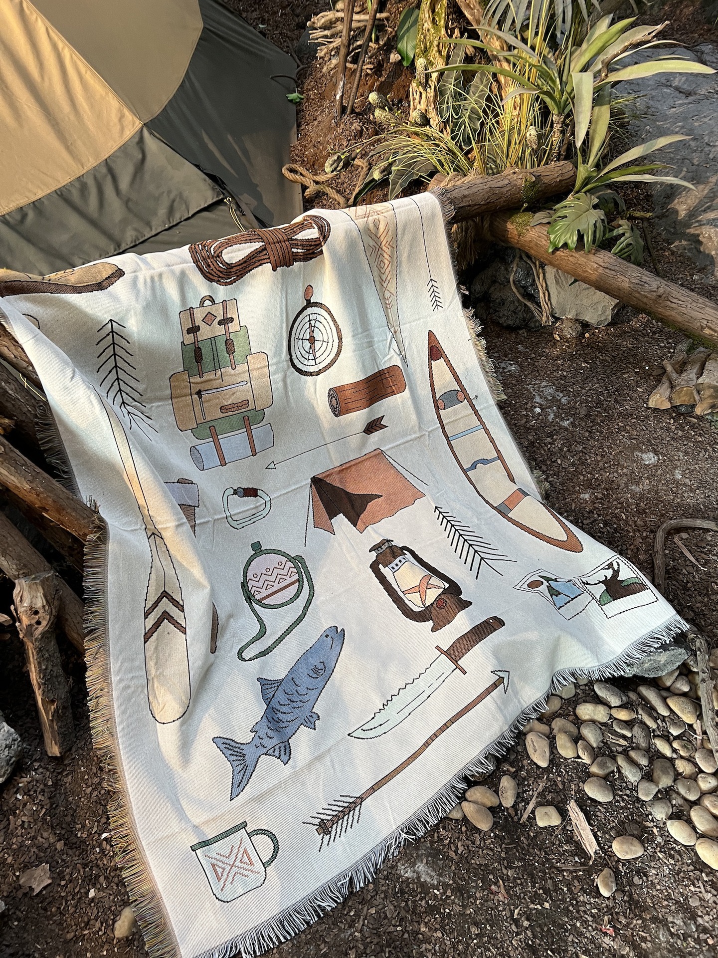 camping camping sofa teppetrekk teppe teppe lommelykt grønn_voghion.com
