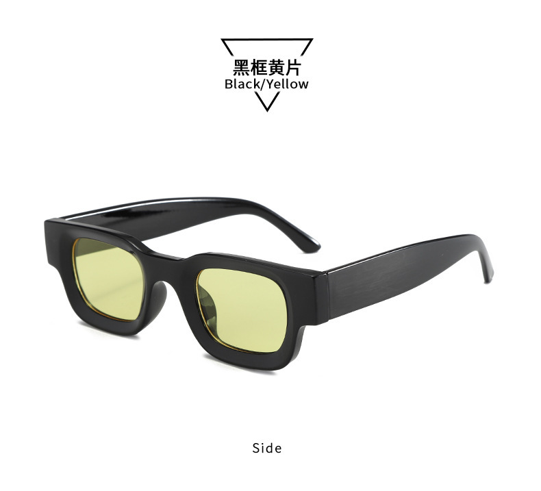 Nuevas gafas de moda de montura cuadrada pequeña retro transfronterizas, personalidad de hip-hop europea y americana, gafas de sol de protección solar de tiro callejero Sunglasses