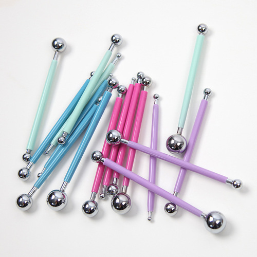 Ultra-light clay soft clay modeling fondant flower shape tool 4 pieces 8 heads solid ball-shaped rod carving set steel pen 