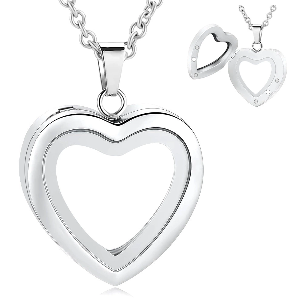 Европейская и американская внешняя торговля, мода, новая персонализированная стеклянная фоторамка, кулон, ювелирные изделия для пары, ожерелье из сплава в форме сердца, производитель, оптовая продажа