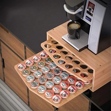 竹制咖啡胶囊盒K-Cup整理盒竹木咖啡胶囊展示架双层抽拉式收纳盒