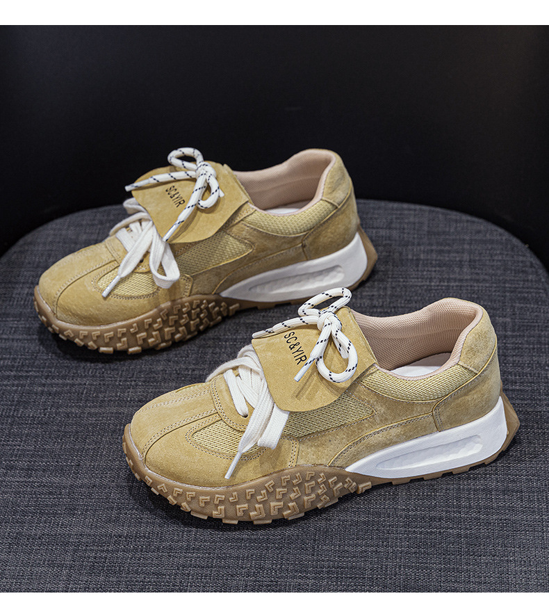 Giày sneaker nữ da heo đế dày phong cách Đức Huajiang mùa thu 2026 — M2632 màu trắng nhạt, M2632 màu vàng, M2632 màu nâu chi tiết 16