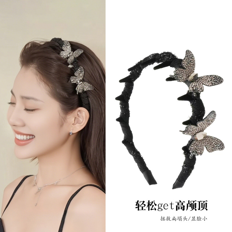 【星光蝴蝶】法式复古轻奢优雅蝴蝶发箍气质时尚百搭头箍发饰新款|undefined