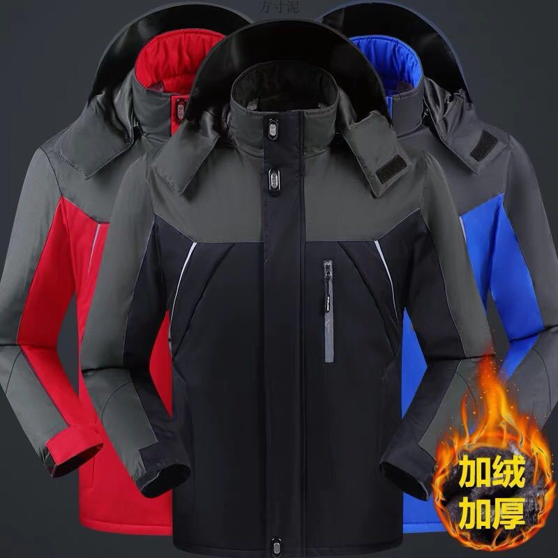 Ropa de asalto al aire libre para hombres con terciopelo grueso invierno abrigo de algodón impermeable a prueba de viento ventilable chaqueta de algodón de montaña de gran tamaño