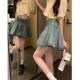 2025 Summer New Style Design Spice Girl Slim Look All-Match Ruffled Skirt High Waist A- Line Denim Short Culottes