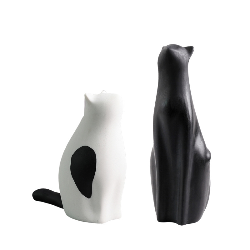 モダンでシンプルなかわいいペットの猫とクマの幾何学的な動物の装飾品北欧ホームモデルルームワインキャビネット子供部屋の装飾|undefined