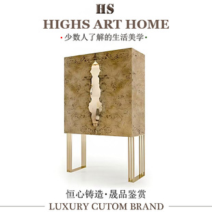 Highs Accessible Luxury Classy Art Stainless Steel Wine Cabinet House Home Designer Solid Wood Classy Creative Storage Cabinet
