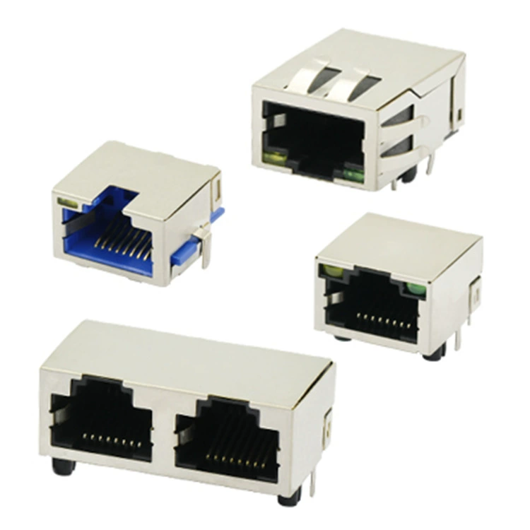 Гнездо RJ45 сетевого разъема Taiwan Gepu горизонтальный подключение/90° экранированное без индикации, погружаемая plate
