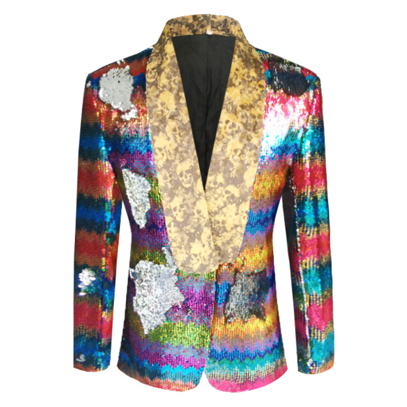 Cross-Border American size men's sequined performance costume male singer host stage performance suit personality fashion