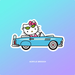 日系卡通亞克力胸針可愛凱蒂貓動漫徽章批發兒童包包掛件配飾貼片