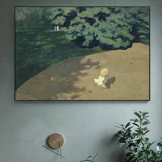 女孩与气球 瑞士画家瓦洛东Vallotton 欧式复古客厅装饰画床头画