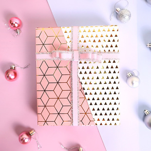 Cross-Border Exclusive Hot Stamping Gift Wrapping Paper, Simple and Luxurious Plaid Polka Dot Stripesd Gift Wrapping Paper with High-End Feel